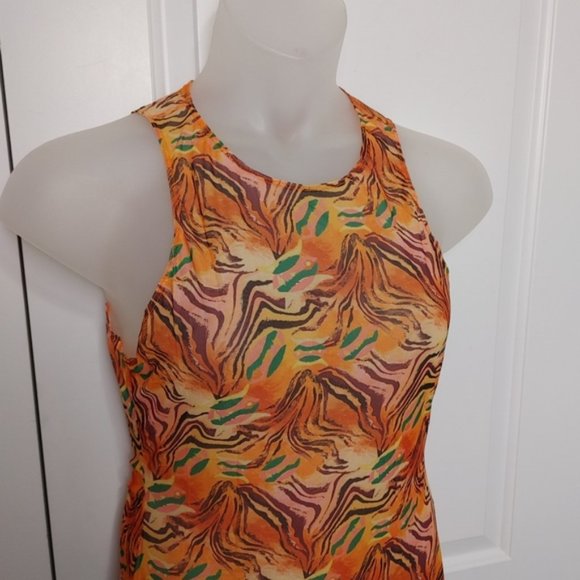 Zebra orange print mesh swim cover up - Picture 2 of 7